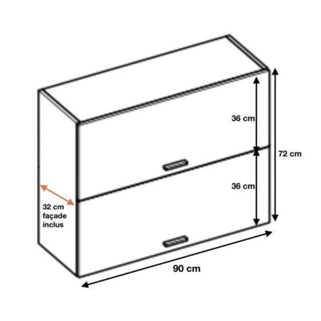 Meuble haut de cuisine Lovia Vanille Mat 2 portes relevables L 90 cm