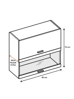 Meuble haut de cuisine Lovia Vanille Mat 2 portes relevables avec vitre opaque L 60 cm