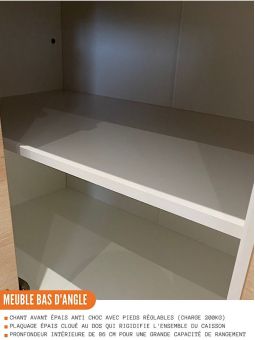 Meuble d'angle pour îlot de cuisine Bellissi Blanc 1 porte L 105 cm