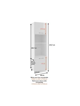 Colonne de cuisine pour micro-onde et four encastrable Bellissi Blanc 2 portes L 60 cm