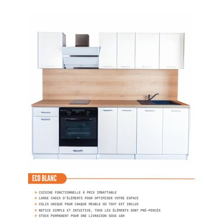 Meuble bas de cuisine Eco Blanc 1 porte L 30 cm