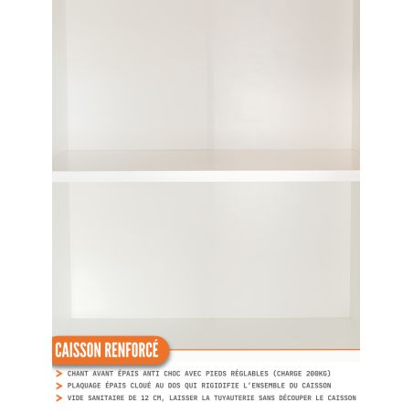 Meuble bas de cuisine Bellissi Blanc 2 portes L 80 cm