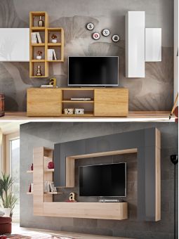 Meuble tv 120 cm - 1 porte battante noir mat