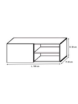 Meuble tv 120 cm - 1 porte battante blanc laqué