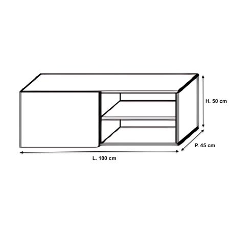 Meuble tv 120 cm - 1 porte battante blanc laqué