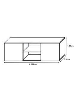 Meuble tv 150 cm - 1 porte battante blanc laqué