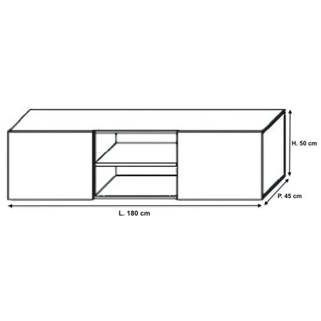 Meuble tv 180 cm - 1 porte battante blanc laqué