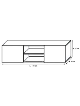 Meuble tv 180 cm - 1 porte battante décor chêne brut