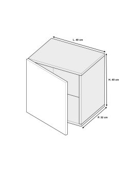 Cube suspendu 40 cm - 1 porte battante blanc laqué