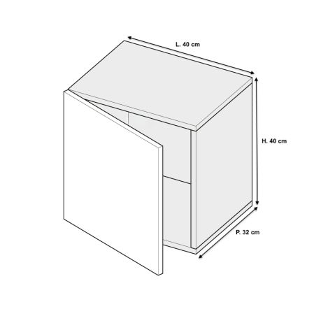 Cube suspendu 40 cm - 1 porte battante blanc laqué