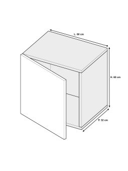 Cube suspendu 60 cm - 1 porte battante blanc laqué