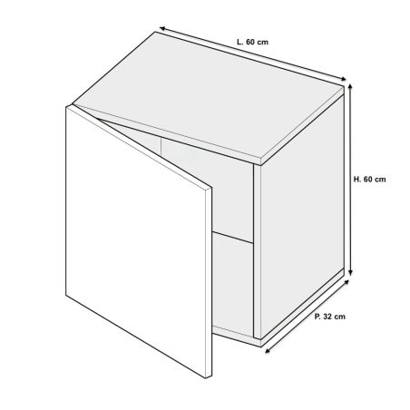 Cube suspendu 60 cm - 1 porte battante blanc laqué