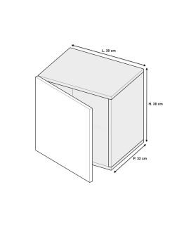 Meuble tv suspendu 30 cm - 1 porte battante blanc laqué