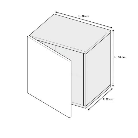 Meuble tv suspendu 30 cm - 1 porte battante blanc mat