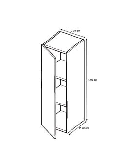 Meuble tv suspendu 90 cm - 1 porte battante décor bois garapa