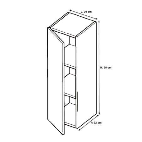 Meuble tv suspendu 90 cm - 1 porte battante décor bois garapa