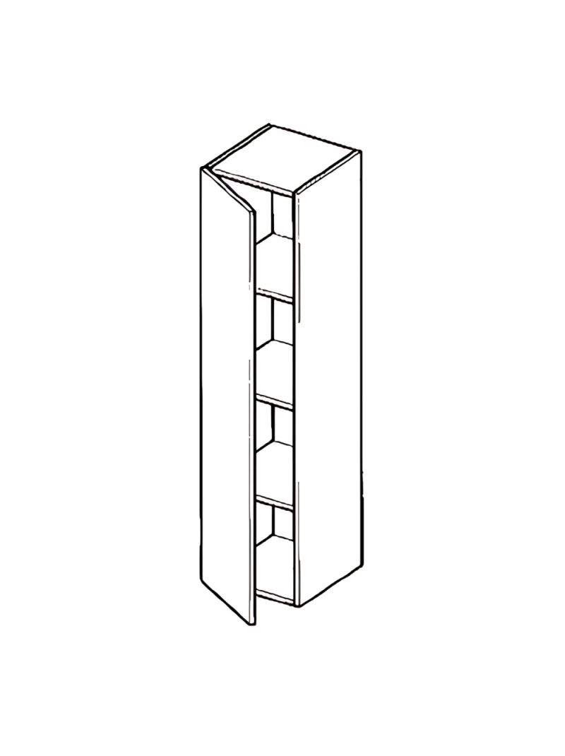 Meuble tv suspendu 120 cm - 1 porte battante blanc laqué