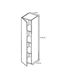 Meuble tv suspendu 120 cm - 1 porte battante blanc mat