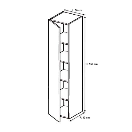 Meuble tv suspendu 150 cm - 1 porte battante décor bois garapa