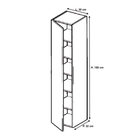 Meuble tv suspendu 180 cm - 1 porte battante blanc mat