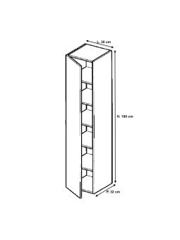 Meuble tv suspendu 180 cm - 1 porte battante décor chêne brut