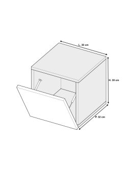 Meuble tv suspendu 30 cm - 1 porte abattante blanc laqué