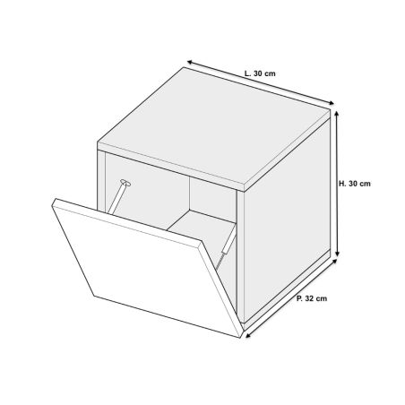 Meuble tv suspendu 30 cm - 1 porte abattante blanc laqué