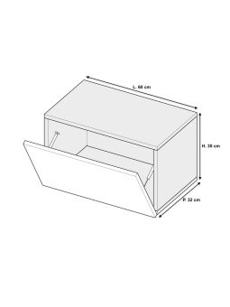 Meuble tv suspendu 60 cm - 1 porte abattante blanc laqué