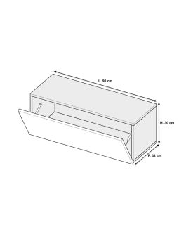 Meuble tv suspendu 90 cm - 1 porte abattante blanc laqué