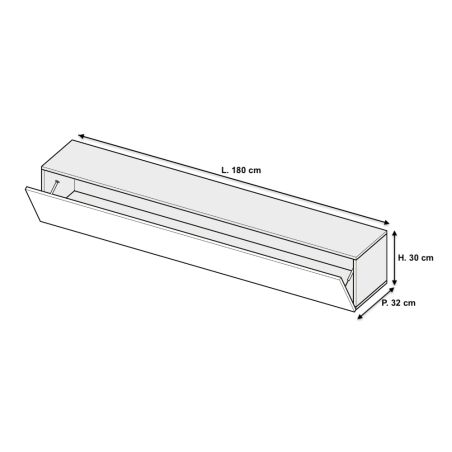 Meuble tv suspendu 180 cm - 1 porte abattante blanc laqué