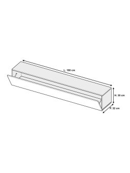 Meuble tv suspendu 180 cm - 1 porte abattante blanc mat