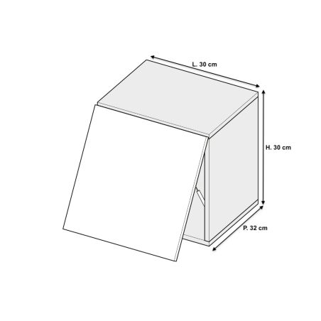 Meuble tv suspendu 30 cm - 1 porte relevable blanc laqué