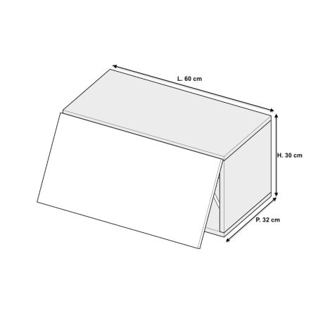 Meuble tv suspendu 60 cm - 1 porte relevable blanc laqué