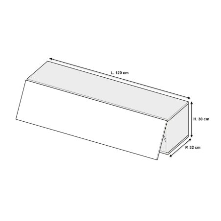 Meuble tv suspendu 120 cm - 1 porte relevable blanc laqué