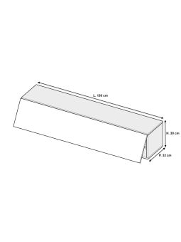 Meuble tv suspendu 150 cm - 1 porte relevable blanc laqué