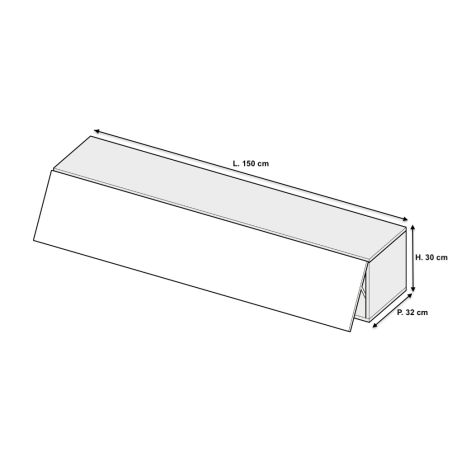 Meuble tv suspendu 150 cm - 1 porte relevable blanc laqué