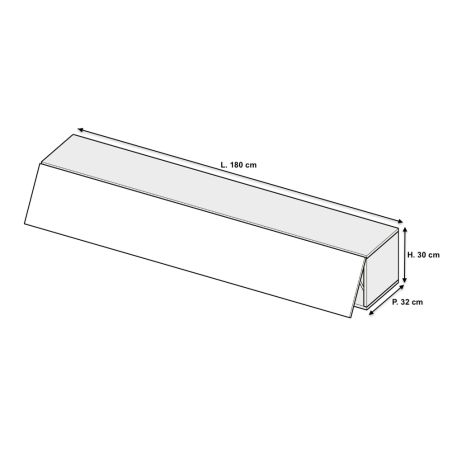 Meuble tv suspendu 180 cm - 1 porte relevable décor chêne naturel