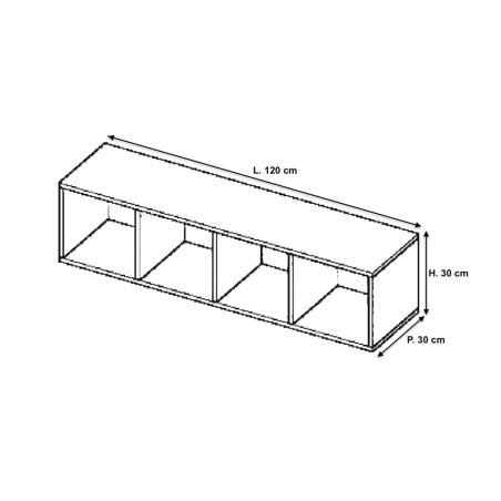 Etagère suspendue horizontale 120 cm - Gris