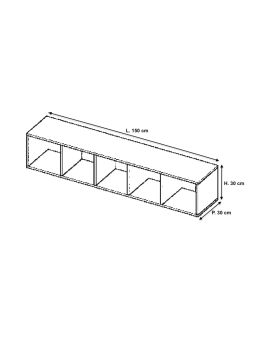 Etagère suspendue horizontale 150 cm - Blanc