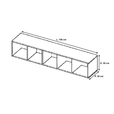 Etagère suspendue horizontale 150 cm - Gris