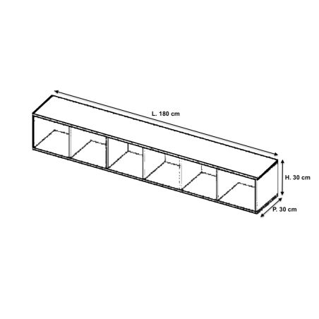 Etagère suspendue horizontale 180 cm - Blanc