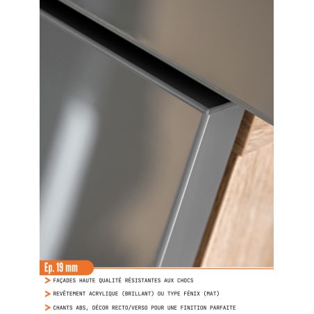 Meuble tv 120 cm - 1 porte battante gris laqué