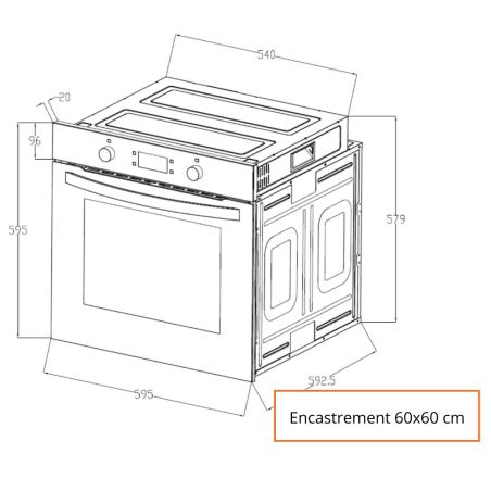 Four encastrable pyrolyse chaleur tournante 70 L Noir - EMBER