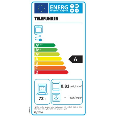 Four encastrable convection naturelle émail 72 L Noir - TELEFUNKEN