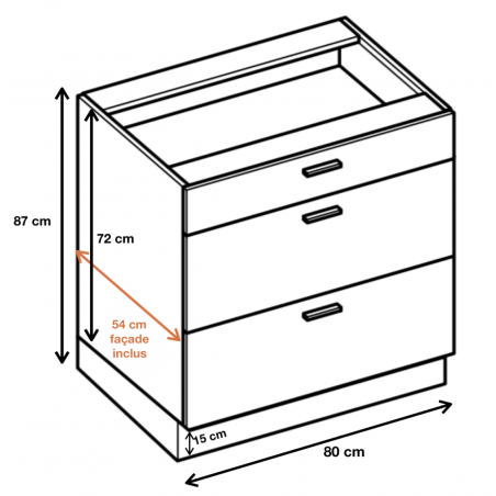 Dimension du meuble  ref : DS8/3.