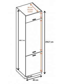 Dimension de la colonne de cuisine pour frigo encastrable ref : ZL6.