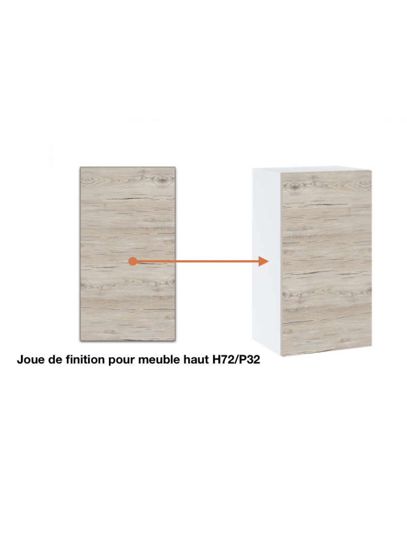 Panneau de finition pour meuble haut Bellissi Noyer Blanchi H 72 L 32 cm