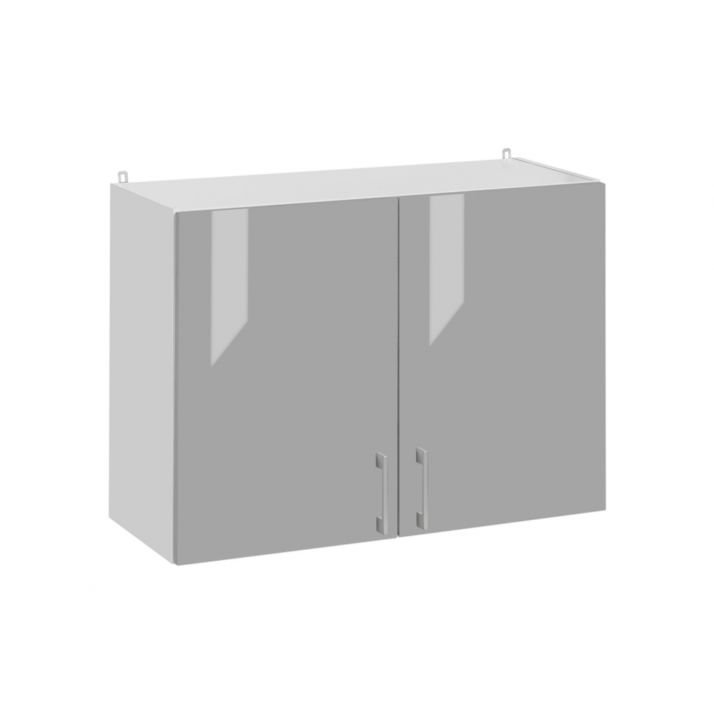 Meuble haut de cuisine - 2 portes, L 80 cm - gris brillant