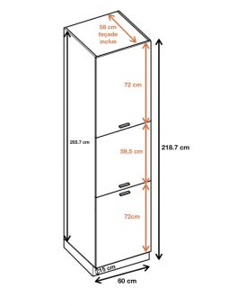 Colonne de cuisine - 3 portes, L 60 cm