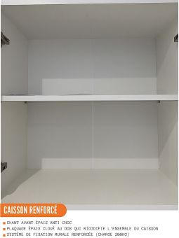 Meuble haut de cuisine - 2 portes, L 60 cm - eco blanc brillant